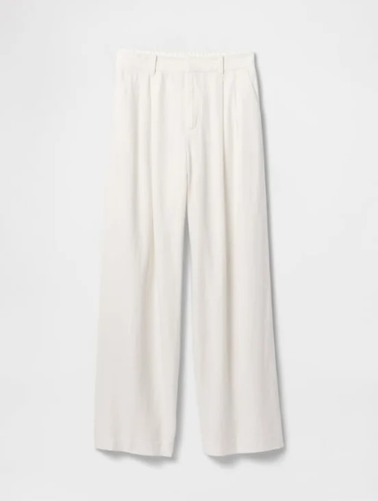 Gap 365 High Rise Linen-Blend Trousers New Off White 6P - Picture 7 of 7